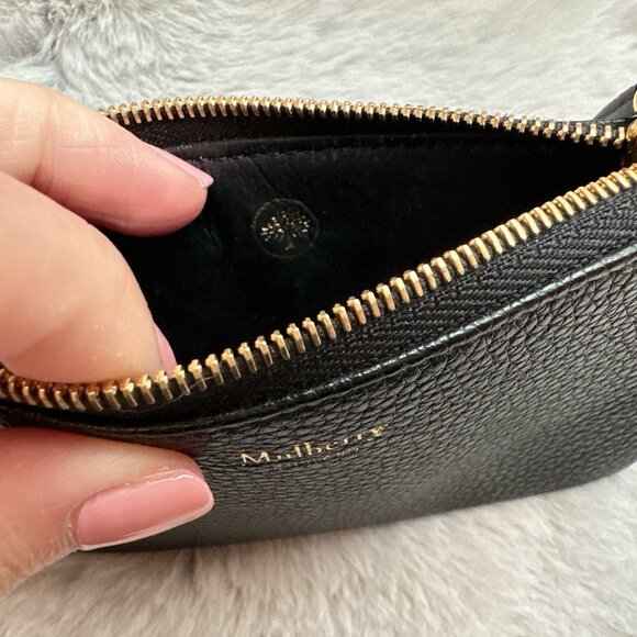 Authentic Mulberry Small Zip Coin Pouch in Black Small Classic Grain - Picture 9 of 10